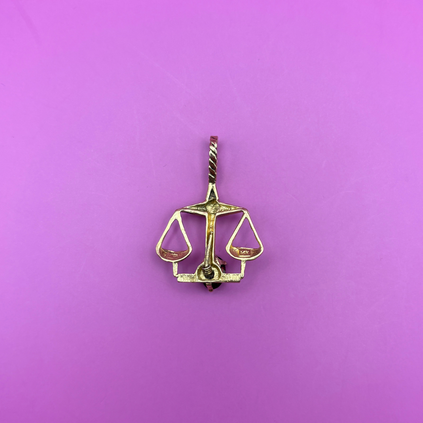 14k libra with garnet stone charm by Michael Anthony