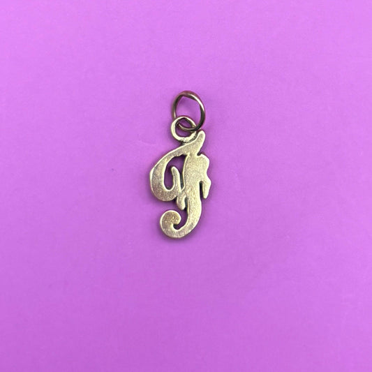 14k letter F mini charm