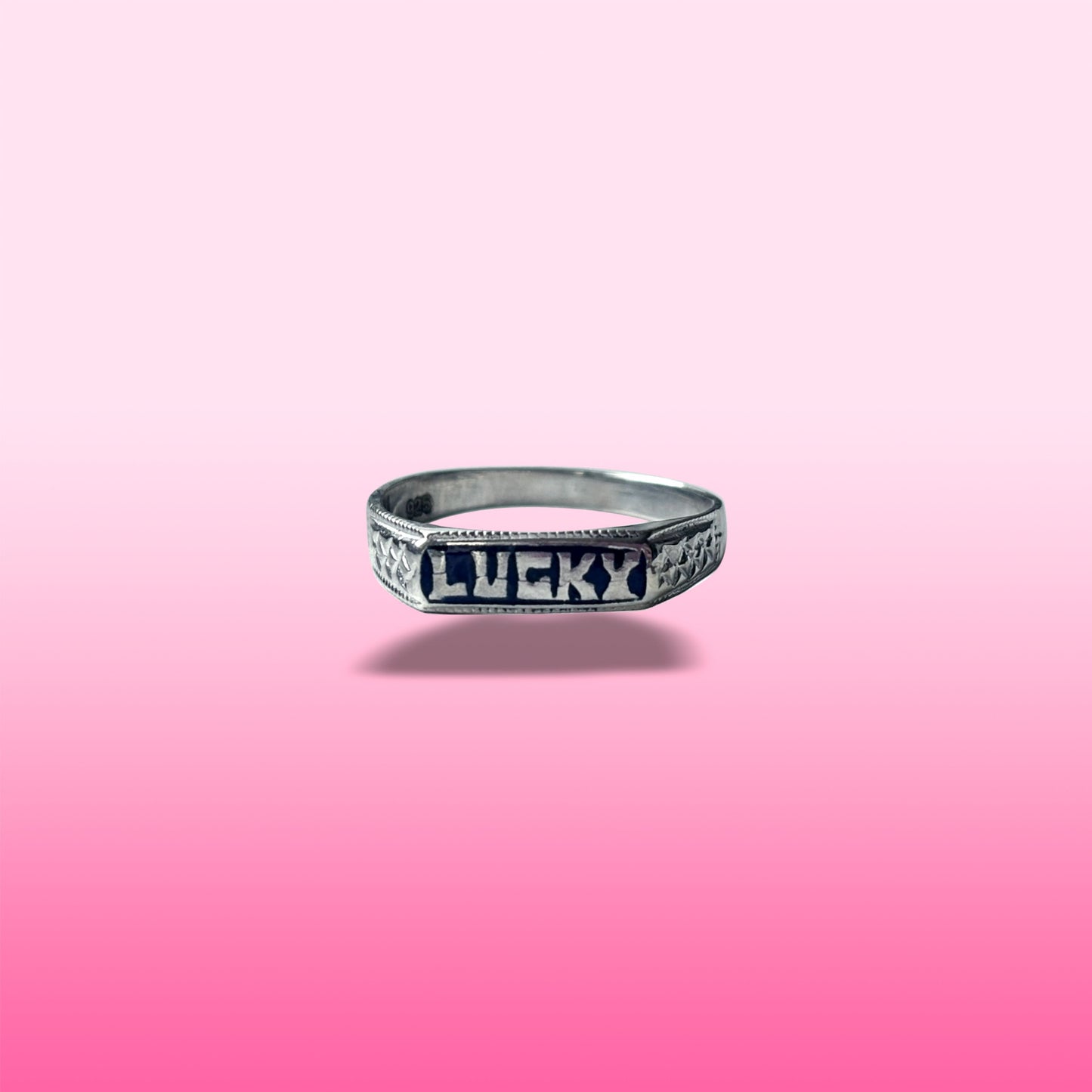 silver lucky enamel signet