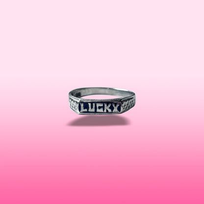 silver lucky enamel signet