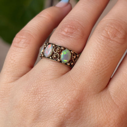 14k art nouveau opal infinity ring