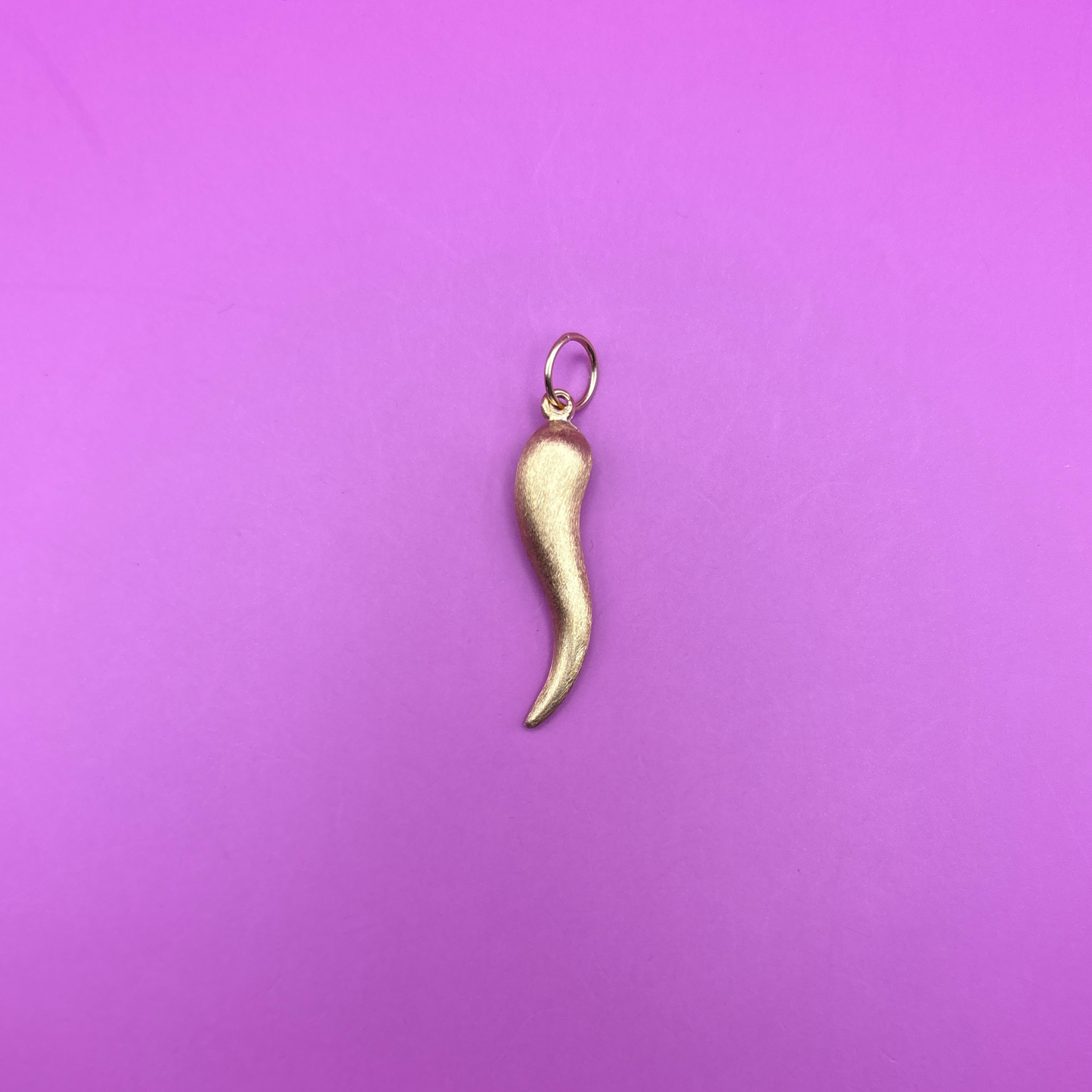 14k matte semi hollow cornicello charm