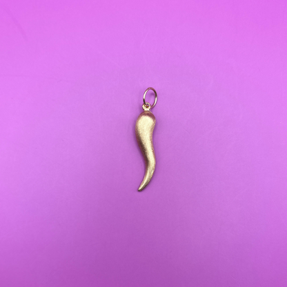 14k matte semi hollow cornicello charm