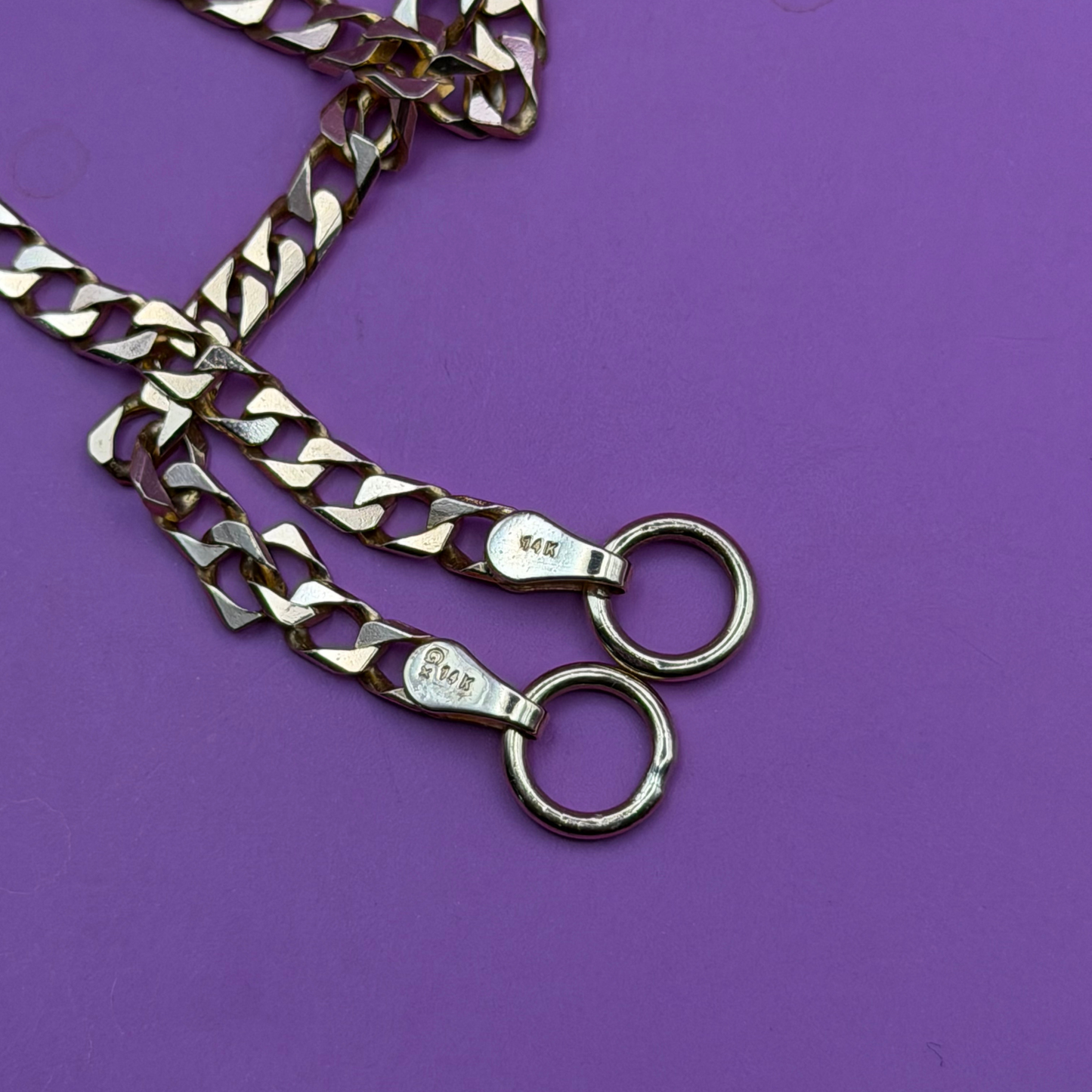 14k square curb sans-a-clasp chain 19.25"