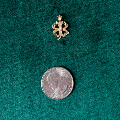 14k mini four leaf clover with diamond by Michael Anthony charm