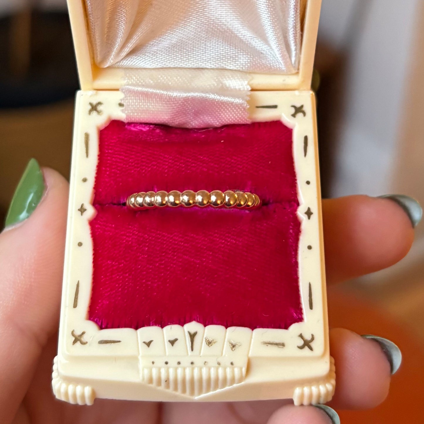 14k bubble bead stacker ring