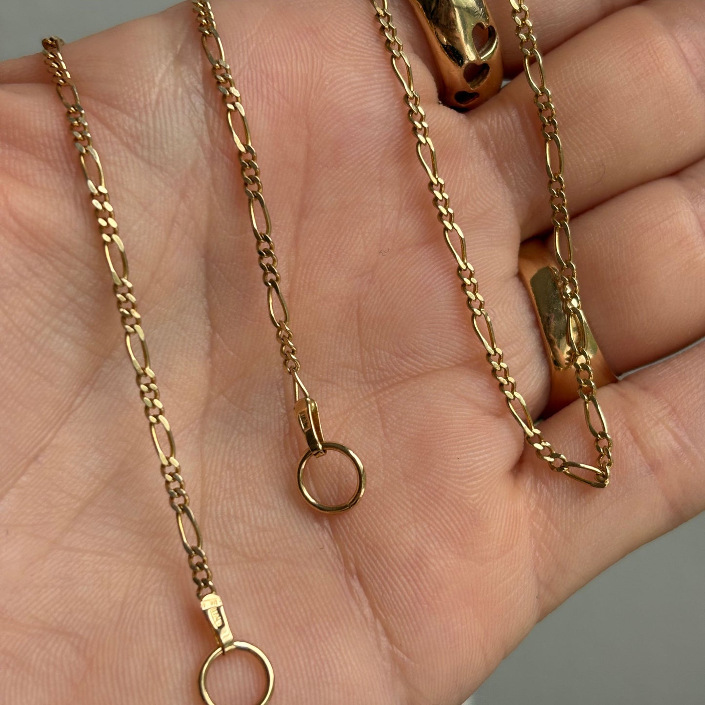 14k figaro sans-a-clasp chain 25"