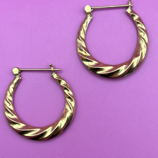 14k medium croissant hollow hoops