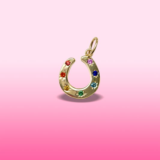 7 rainbow sapphire stars horseshoe charm