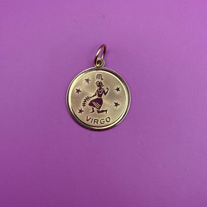 14k virgo medallion charm