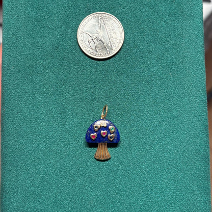 14k lapis mushroom pendant