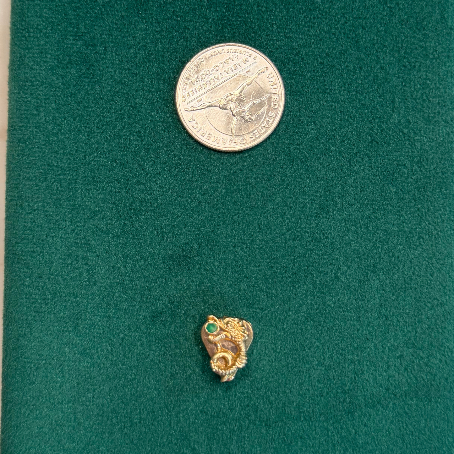 14k dragon with emerald slider