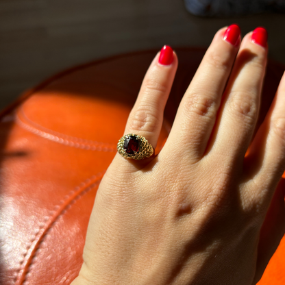 18k gargoyle garnet pinky ring