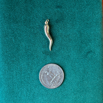 14k hollow cornicello charm