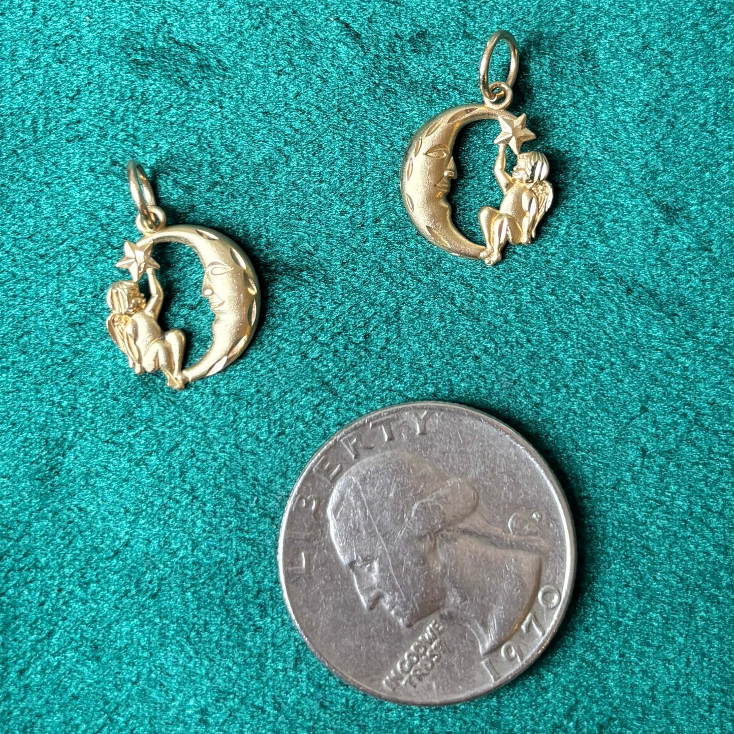 14k moon and cherub charm by Michael Anthony