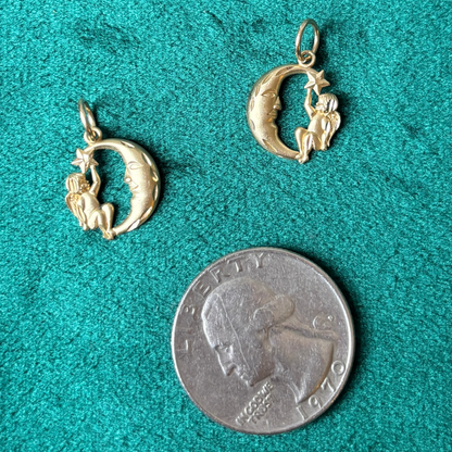 14k moon and cherub charm by Michael Anthony