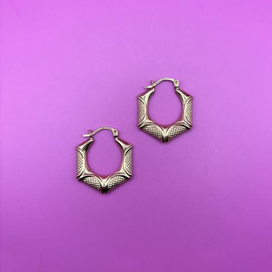 14k hollow geometric hoops