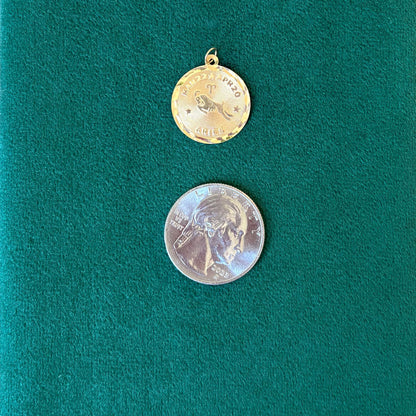 14k aries medallion charm