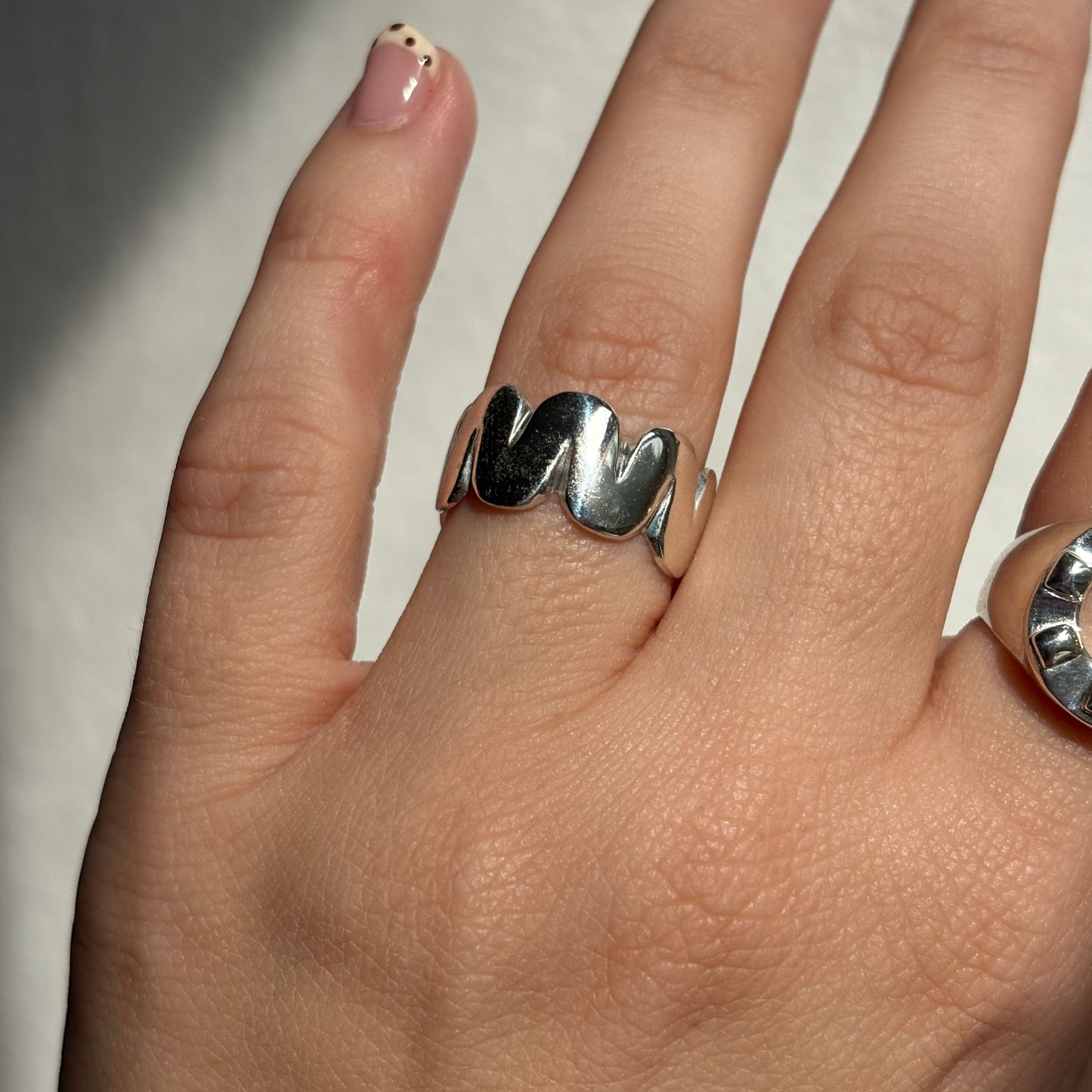 silver squiggle wave infinity band