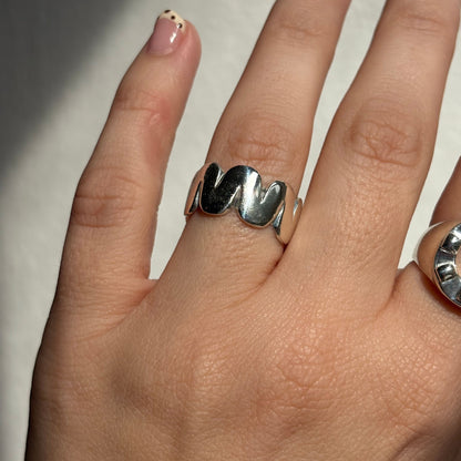 silver squiggle wave infinity band