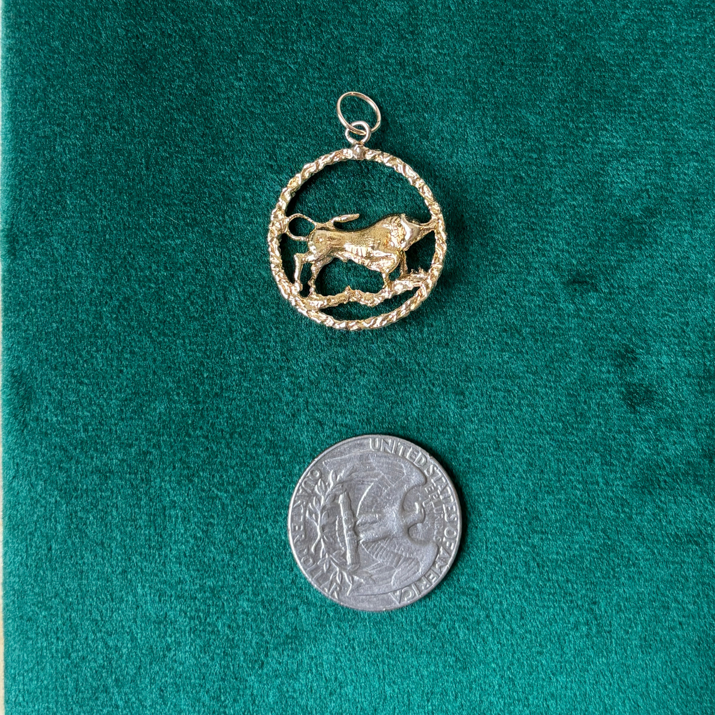 14k bull charm