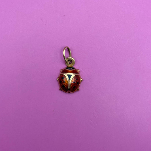 14k rust enamel ladybug charm