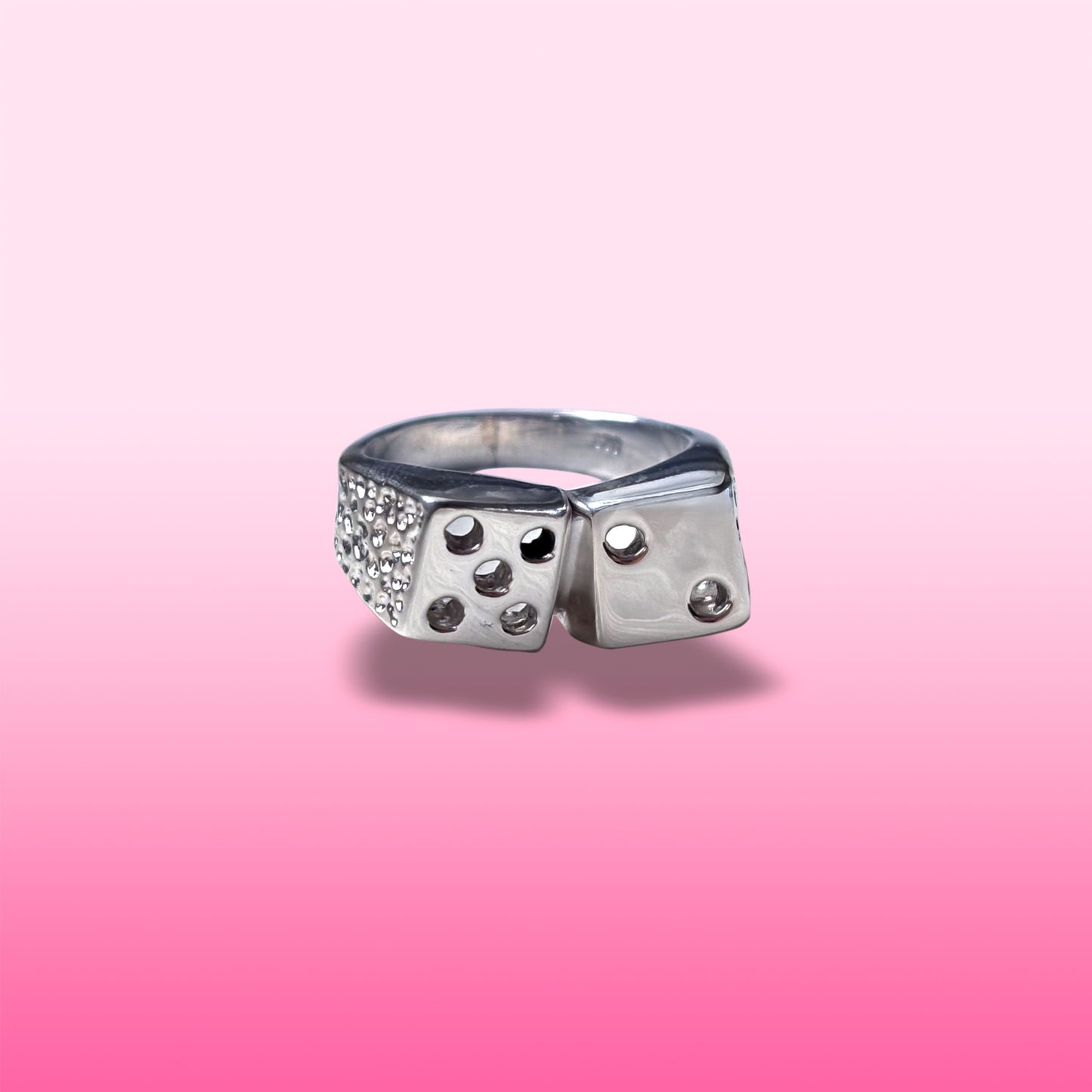 silver 7 dice ring