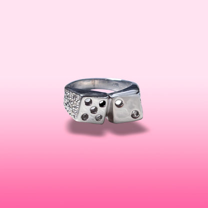 silver 7 dice ring