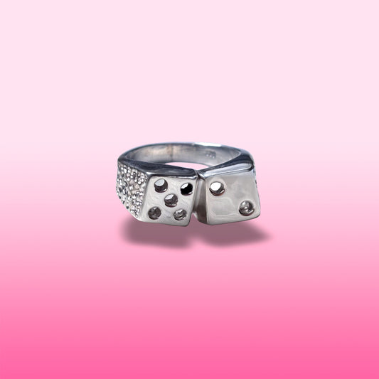 silver 7 dice ring