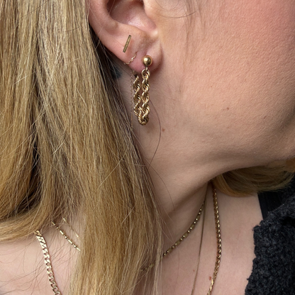 14k little rope chain earrings