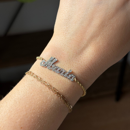 14k Maria rope bracelet with diamonds 6.5"