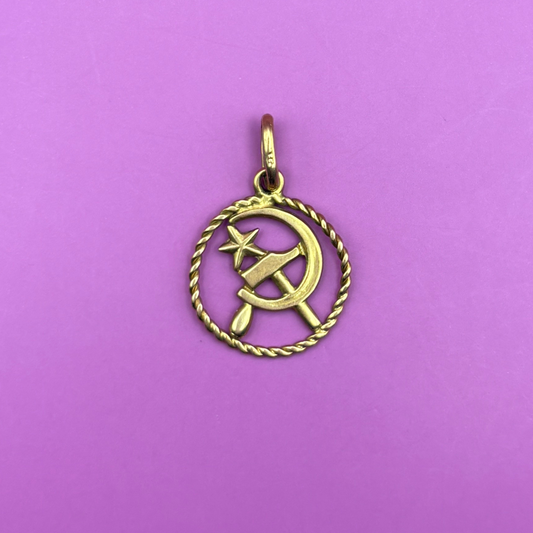 18k hammer & sickle charm