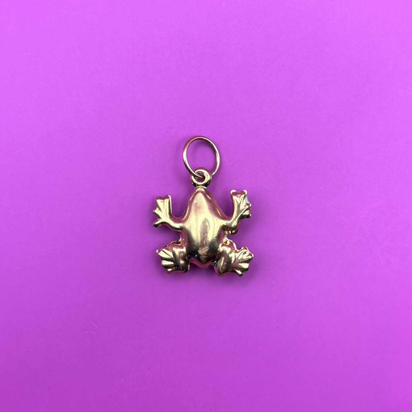 14k enamel hollow frog charm