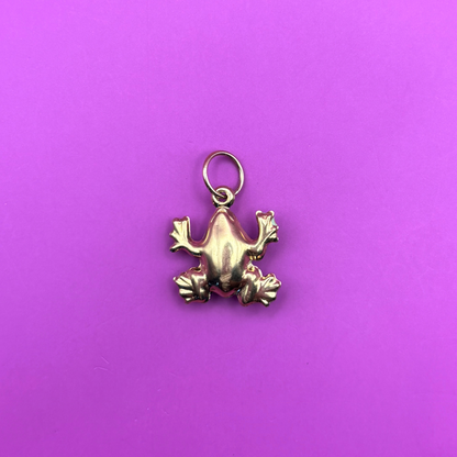 14k enamel hollow frog charm