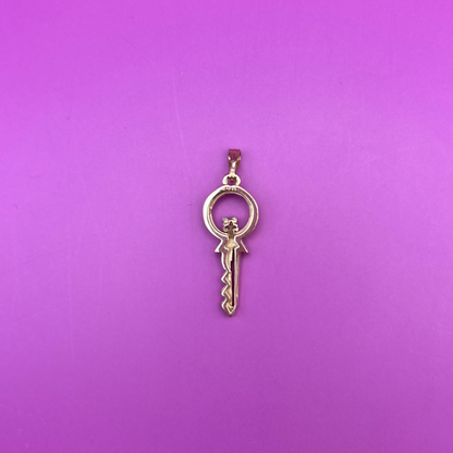 14k key with diamond charm