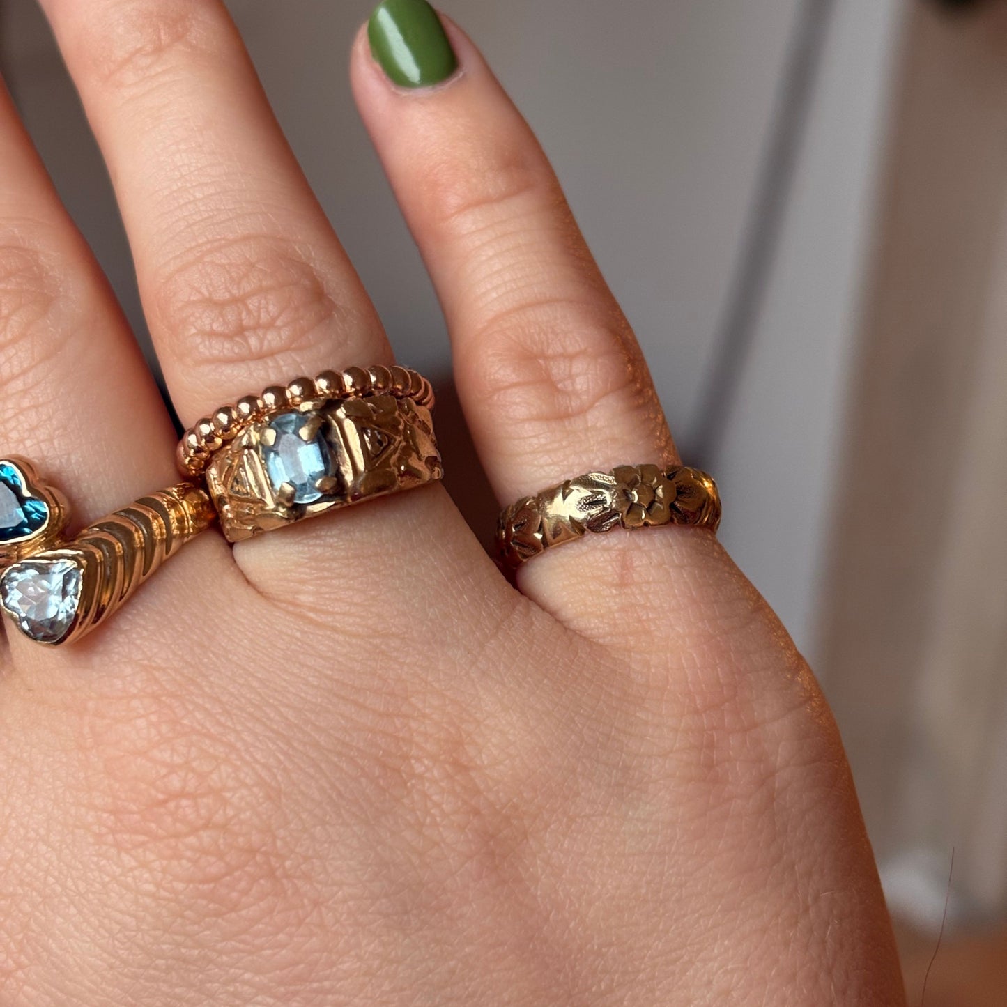 14k bubble bead stacker ring