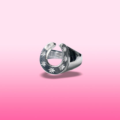 silver 7 stars horseshoe ring