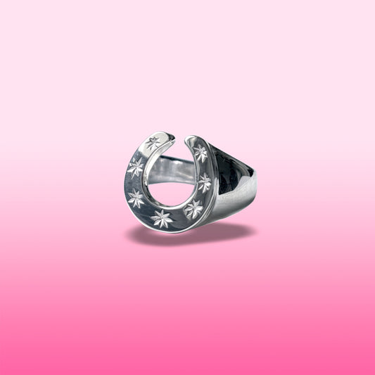 silver 7 stars horseshoe ring
