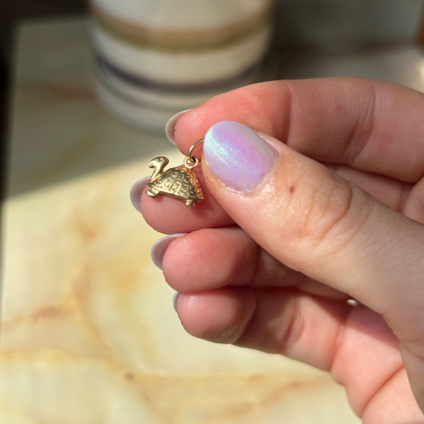 14k mini turtle charm