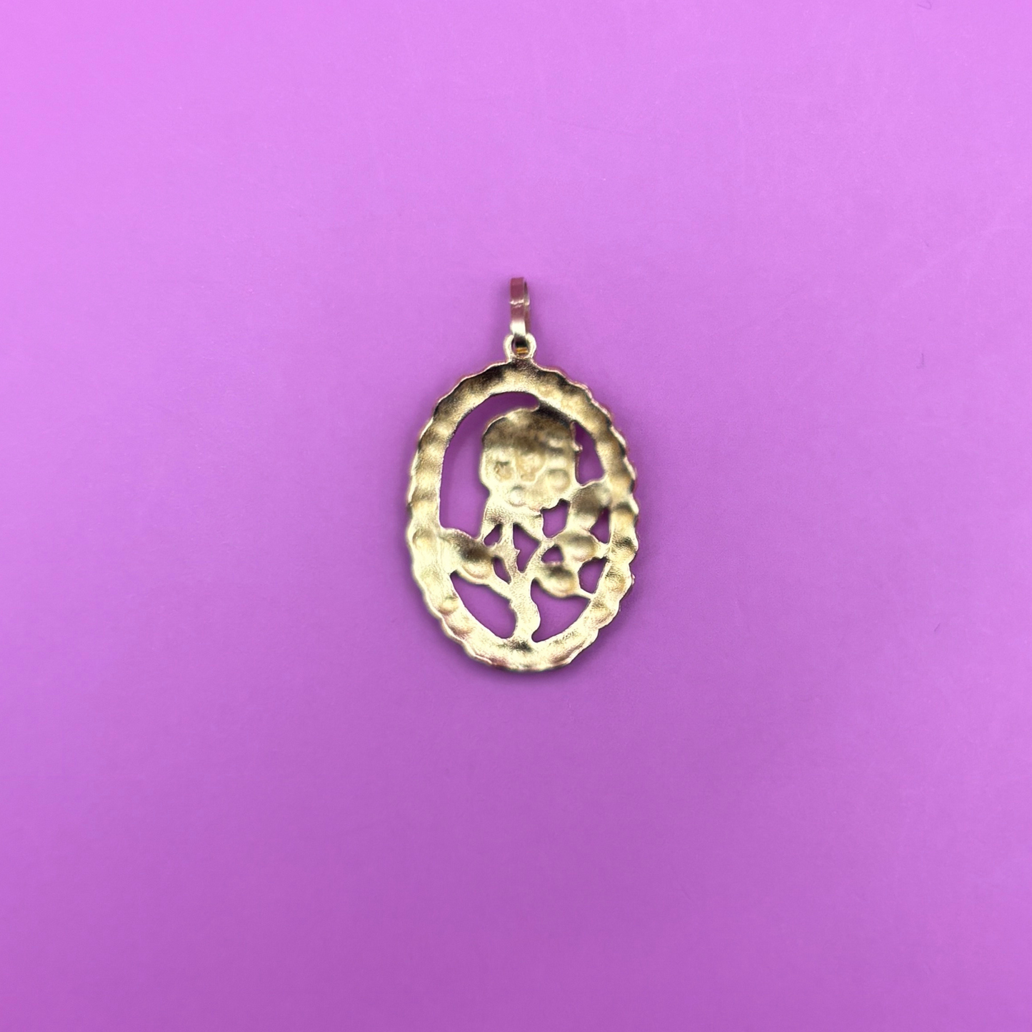 14k larger rose in an oval frame charm