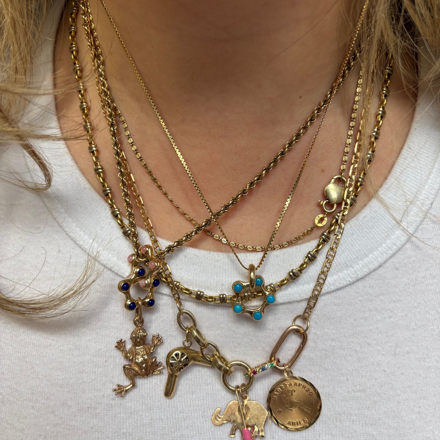 14k aries medallion charm