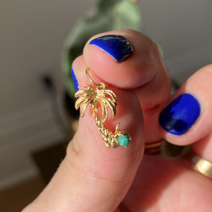 14k palm tree with green malachite charm