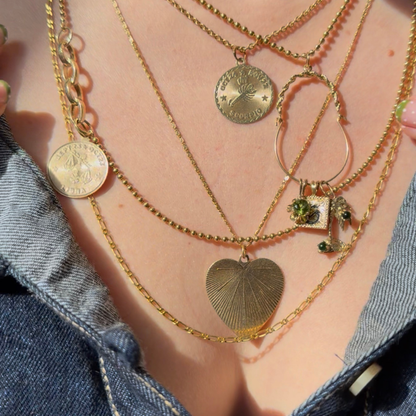 14k engine turned heart charm