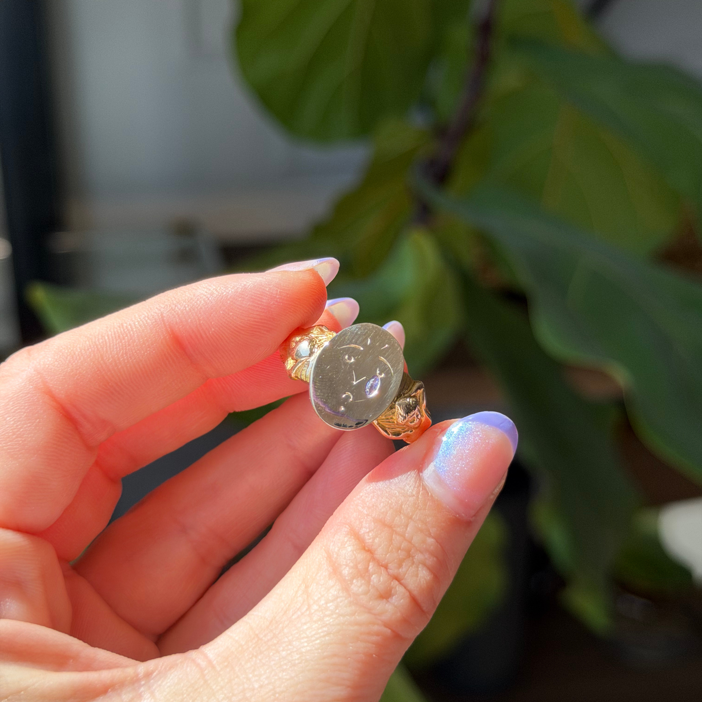 10k crying mermaids tanzanite art nouveau signet
