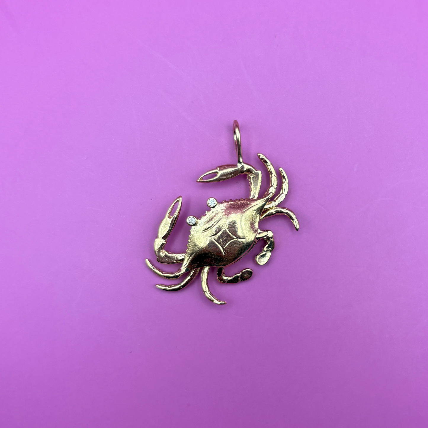 14k crab with diamond eyes charm