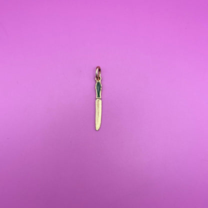 18k knife charm with green enamel handle