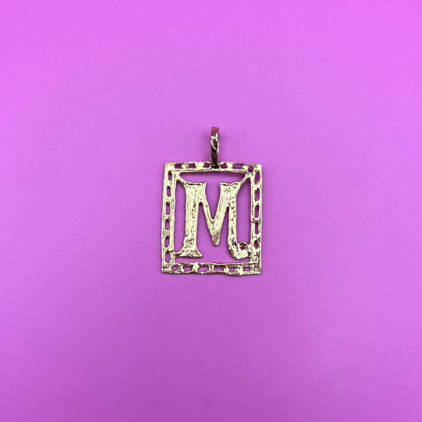 14k large letter M in a window charm