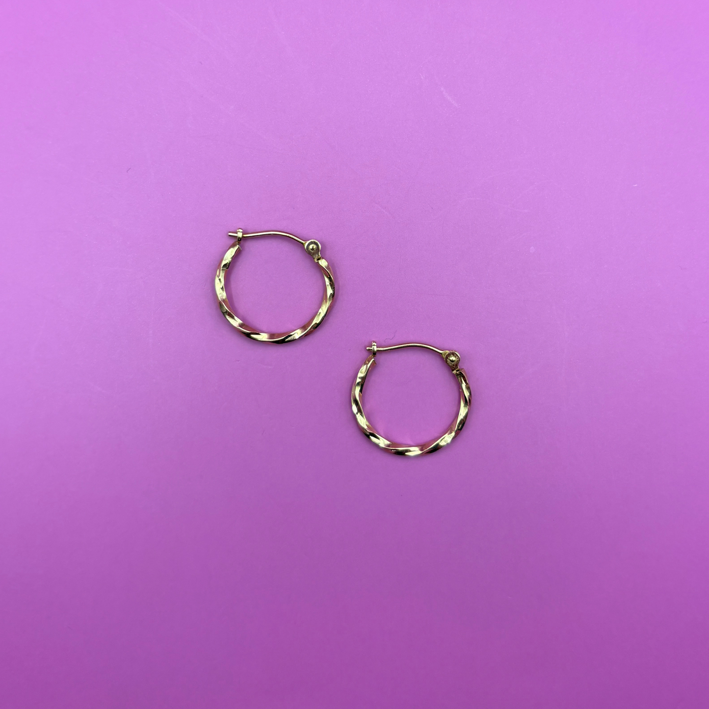 14k hollow twist hoops