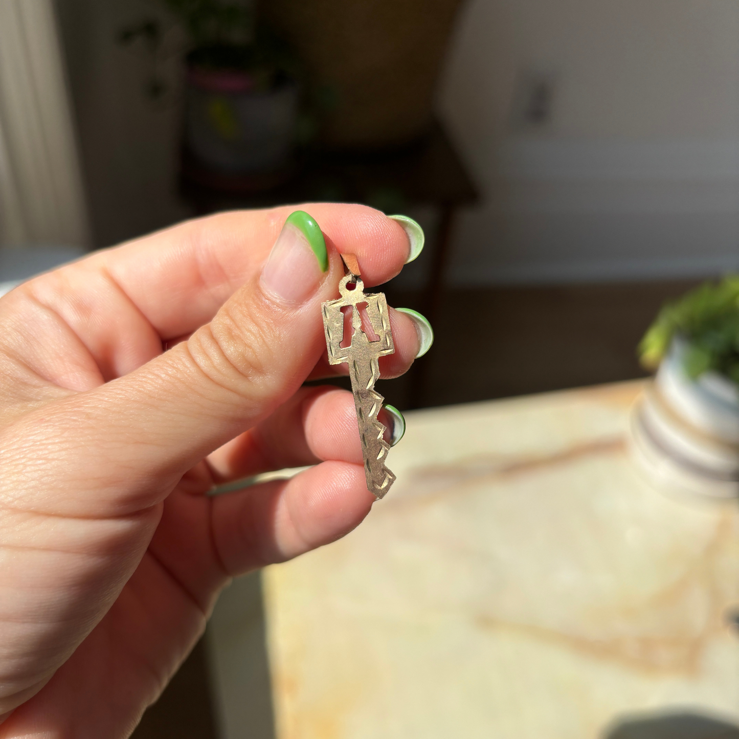 10k cut out letter A key charm