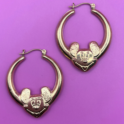 10k hollow mickey mouse hoops